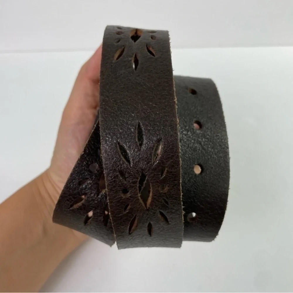 Dark Brown Leather Belt Perforated‎ Starburst